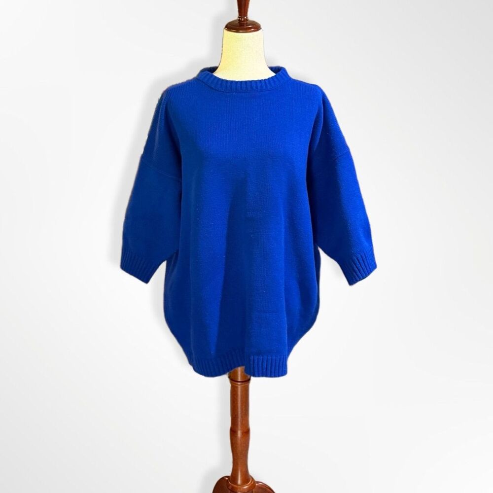 Express, VTG 80's Cobalt Blue Chunky Oversized Sweater, 2 Retro CozyApres Ski